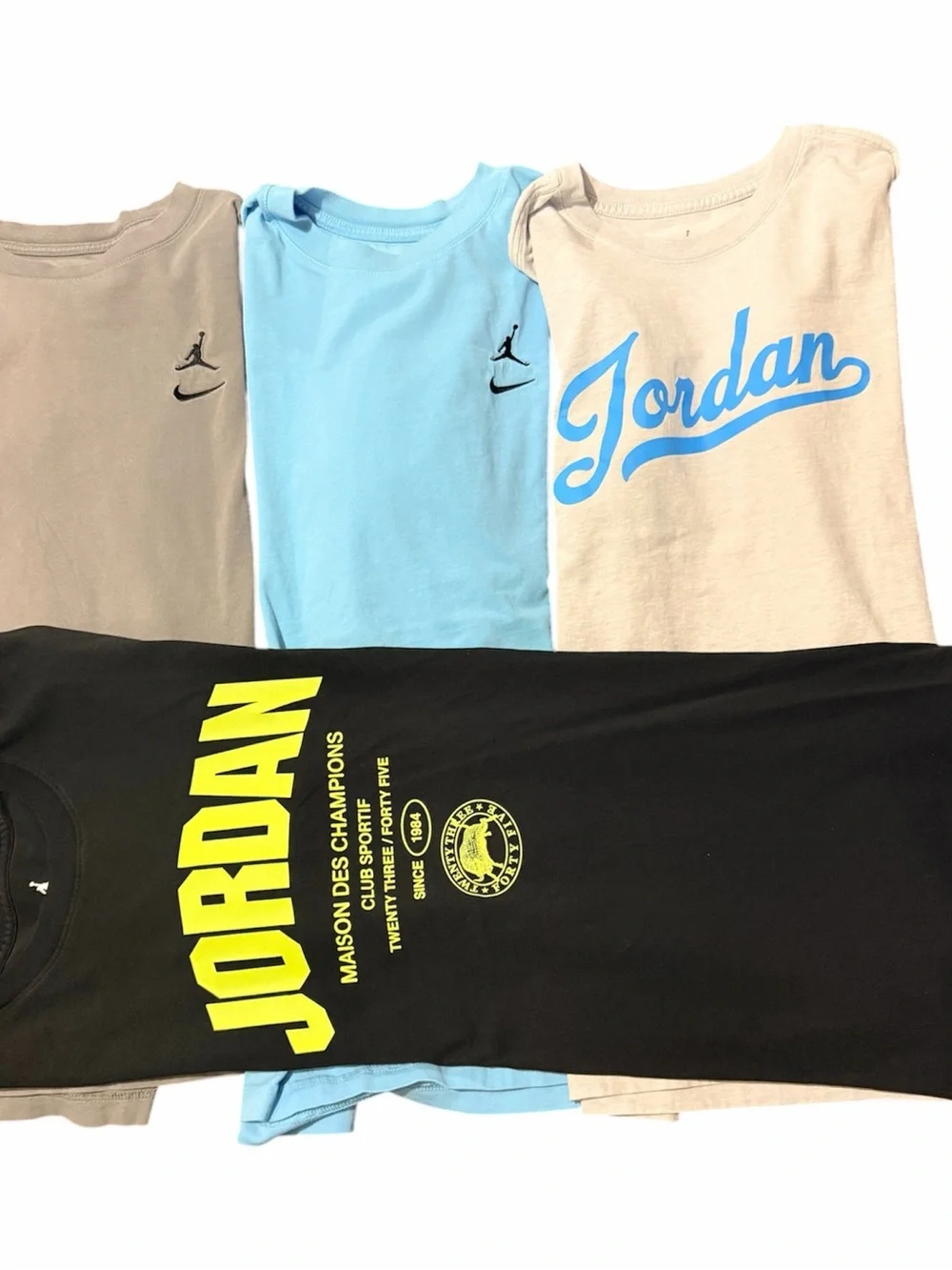 4 Jordan Mens Medium Shirt Bundle - Black, Light Blue, Tan, Grey